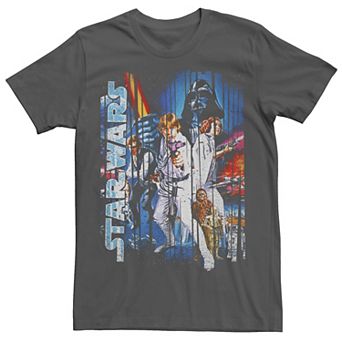 Men's Star Wars Classic Group Shot Striped Poster Tee