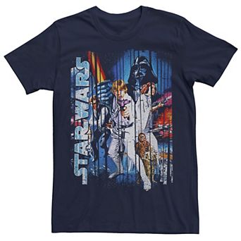 Men's Star Wars Classic Group Shot Striped Poster Tee