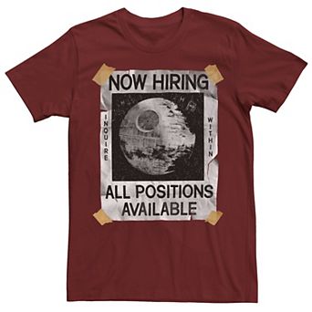 Men's Star Wars Now Hiring On The Death Star Tee