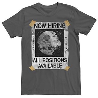 Men's Star Wars Now Hiring On The Death Star Tee
