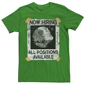 Men's Star Wars Now Hiring On The Death Star Tee