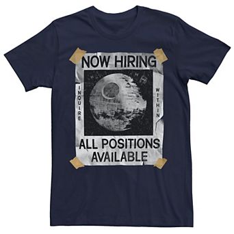 Men's Star Wars Now Hiring On The Death Star Tee