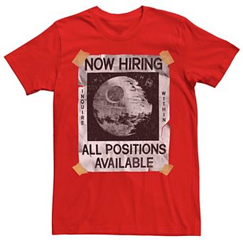 Men's Star Wars Now Hiring On The Death Star Tee