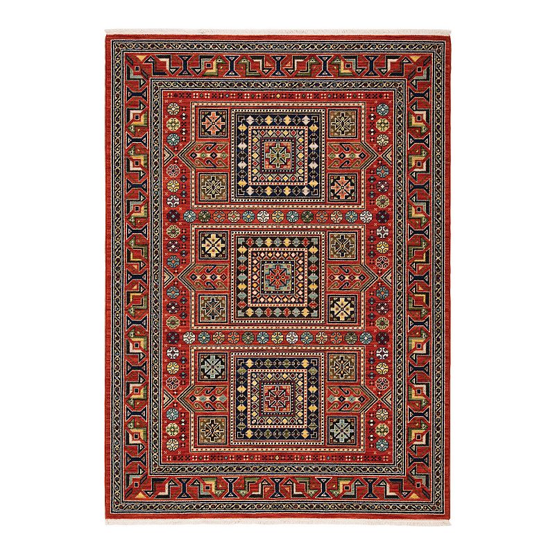 StyleHaven Linwood Tribal Medallion Fringed Area Rug, Red, 5X7.5 Ft