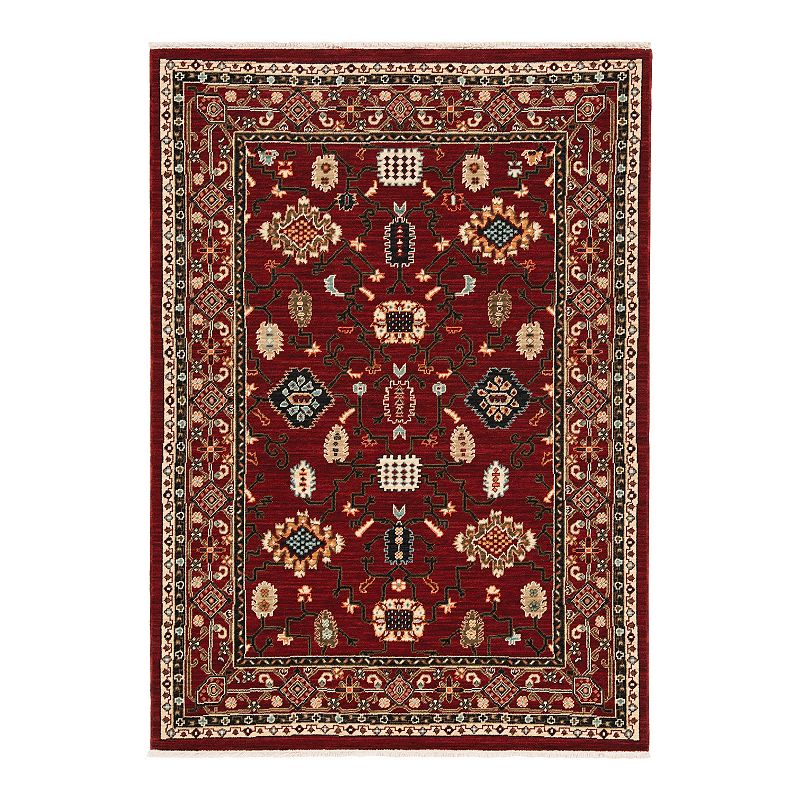 StyleHaven Linwood Ornate Border Fringed Area Rug, Red, 8X11 Ft