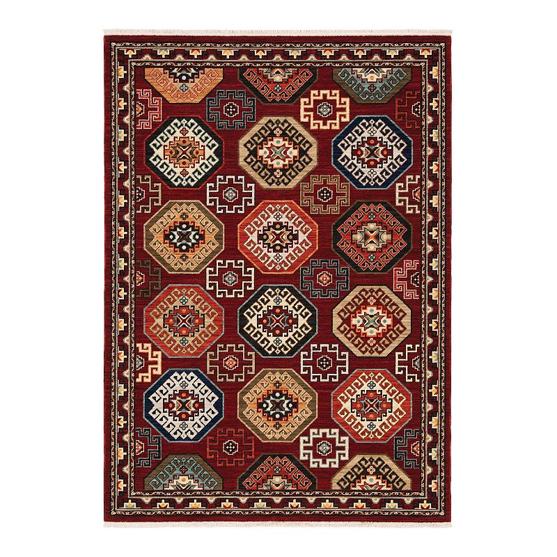 StyleHaven Linwood Dancing Medallion Fringed Area Rug, Red, 8X11 Ft