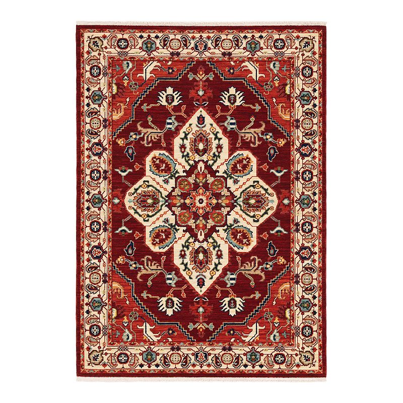 StyleHaven Linwood Medallion Burst Fringed Area Rug, Red, 8X11 Ft
