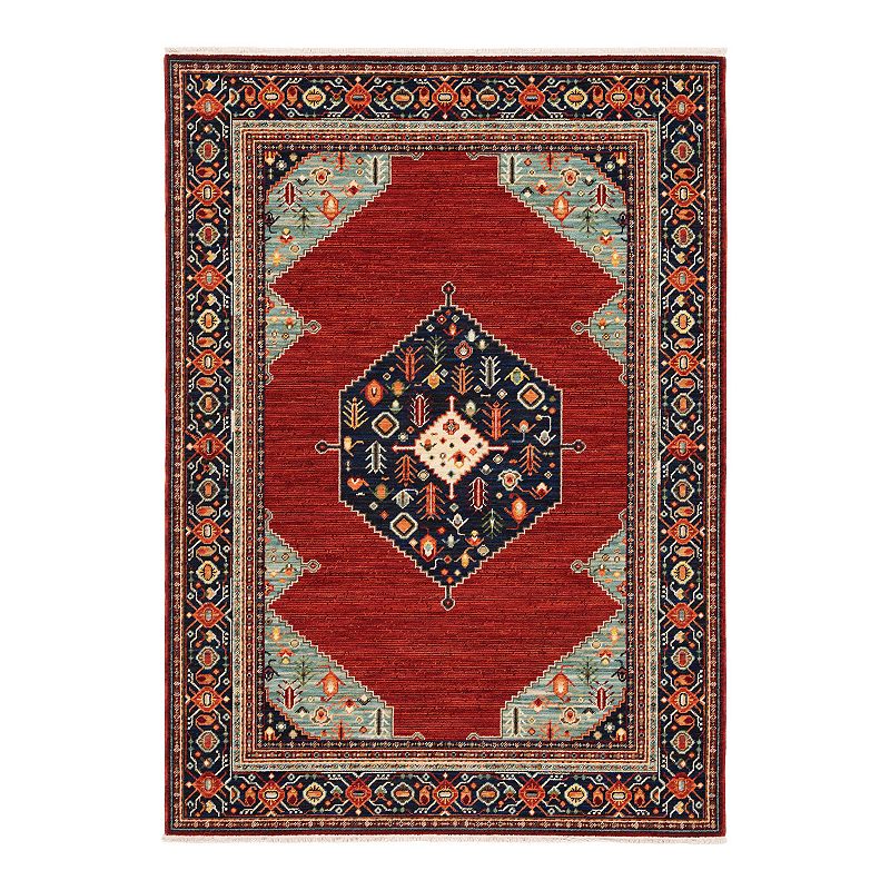 StyleHaven Linwood Southwest Medallion Fringed Area Rug, Red, 8X11 Ft