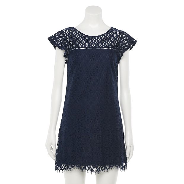 Juniors Speechless Knot Back Lace Shift Dress