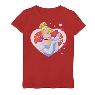 Disney's Cinderella Girls 7-16 Valentine's Sparkle Hearts Graphic Tee