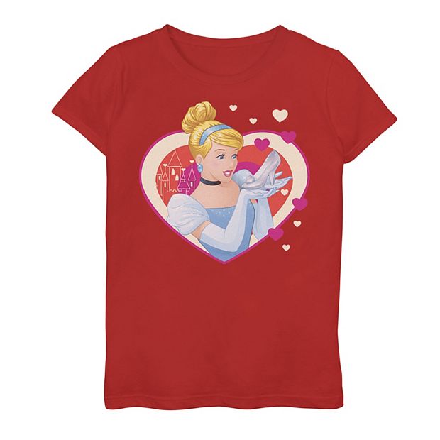 Disney s Cinderella Girls 7 16 Valentine s Sparkle Hearts Graphic Tee