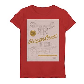 Girls 7-16 Star Wars The Mandalorian Razor Crest Action Figure Graphic Tee