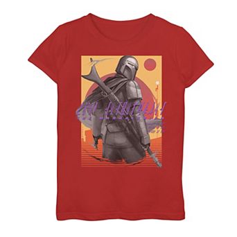 Girls 7-16 Star Wars The Mandalorian Striped Sunset Graphic Tee