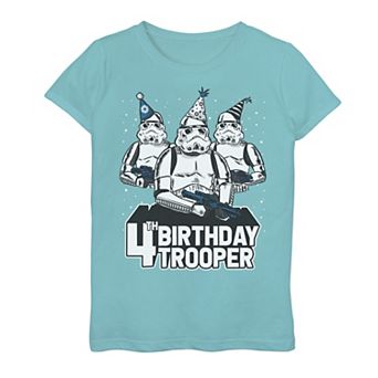 Girls 7-16 Star Wars Stormtrooper Party Hats Trio 4th Birthday Trooper Graphic Tee