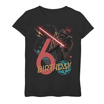 Girls 7-16 Star Wars Darth Vader 6th Birthday Abstract Background Graphic Tee