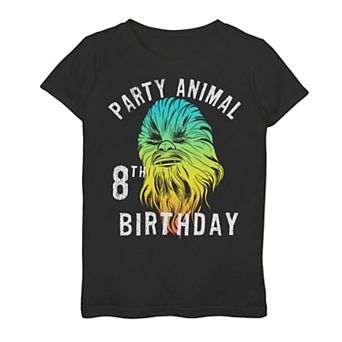 Girls 7-16 Star Wars Chewie Party Animal 8th Birthday Color Portrait Graphic Tee