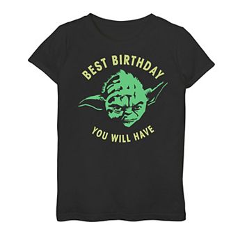 Girls 7-16 Star Wars Yoda Best Birthday You Will Have Stencil Graphic Tee