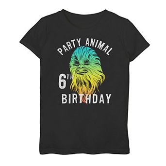 Girls 7-16 Star Wars Chewie Party Animal 6th Birthday Color Portrait Graphic Tee