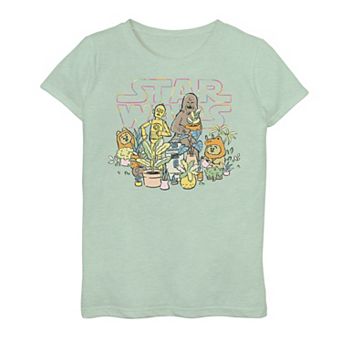Girls 7-16 Star Wars C-3PO And Chewbacca Plant Doodle Graphic Tee