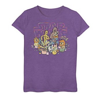 Girls 7-16 Star Wars C-3PO And Chewbacca Plant Doodle Graphic Tee