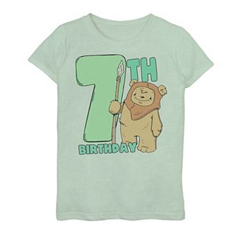 Girls 7-16 Star Wars Cute Ewok 7th Birthday Graphic Tee