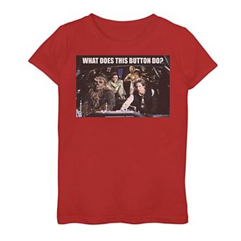 Girls 7-16 Star Wars What Does This Button Do Graphic Tee