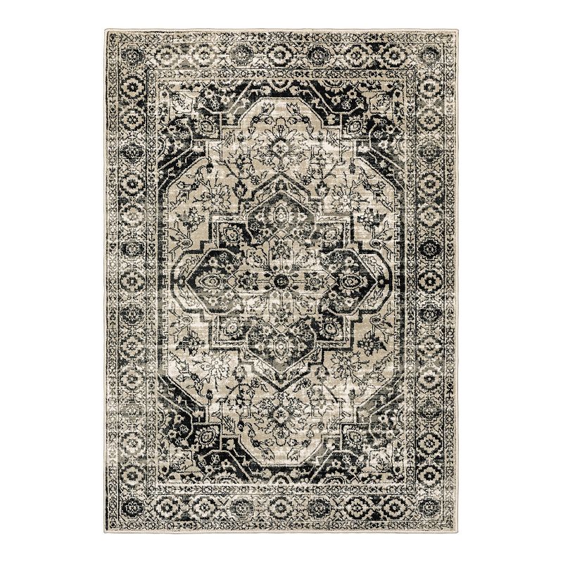 StyleHaven Genova Distressed Medallion Area Rug, Grey, 5X7 Ft