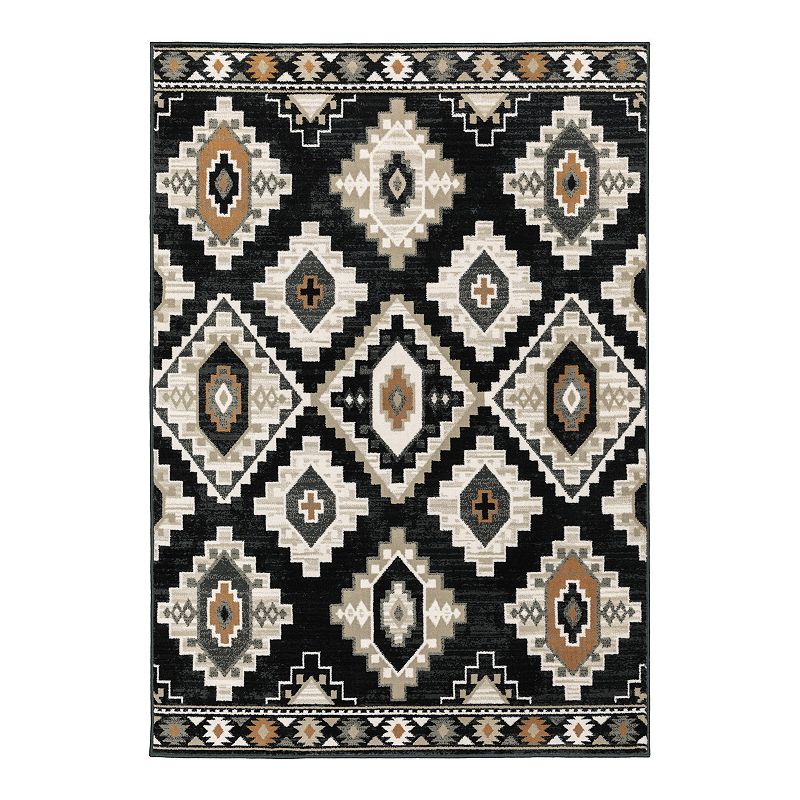 StyleHaven Genova Southwest Diamonds Area Rug, Black, 8X10 Ft