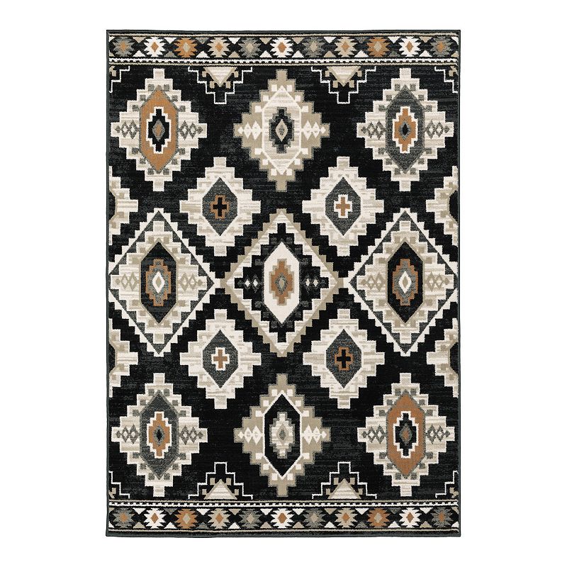 StyleHaven Genova Southwest Diamonds Area Rug, Black, 10X13 Ft