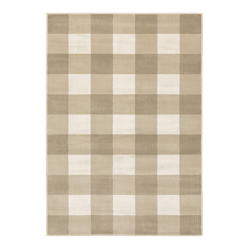 StyleHaven Genova Gingham Plaid Area Rug, Beig/Green, 10X13 Ft