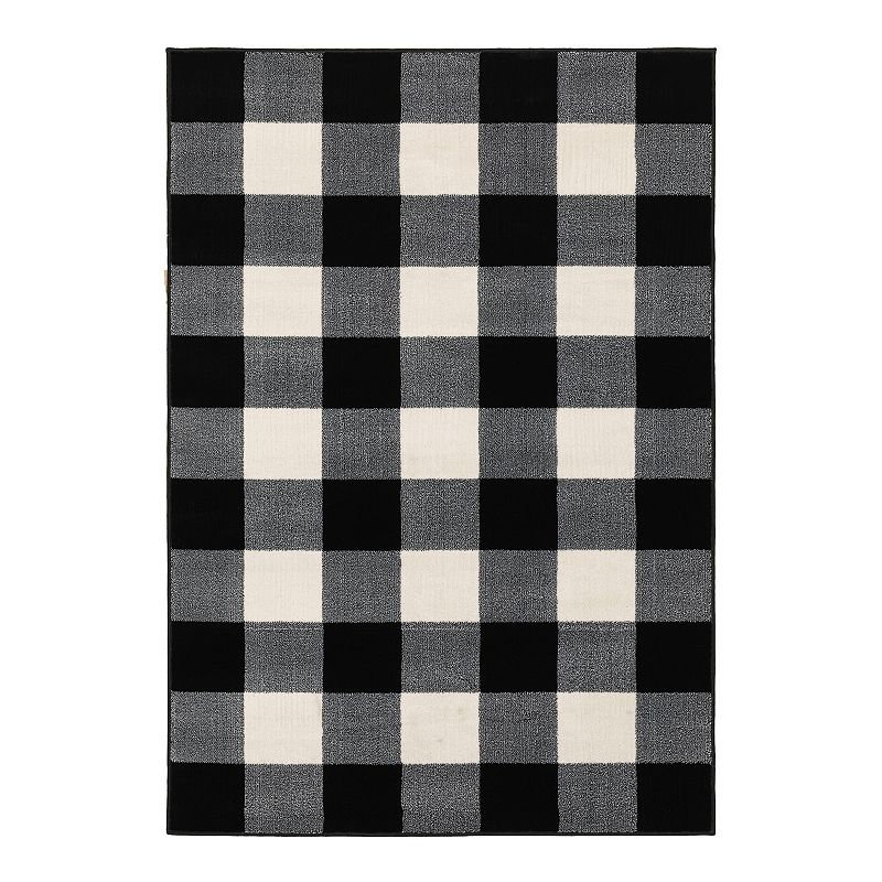 StyleHaven Genova Gingham Plaid Area Rug, Black, 10X13 Ft
