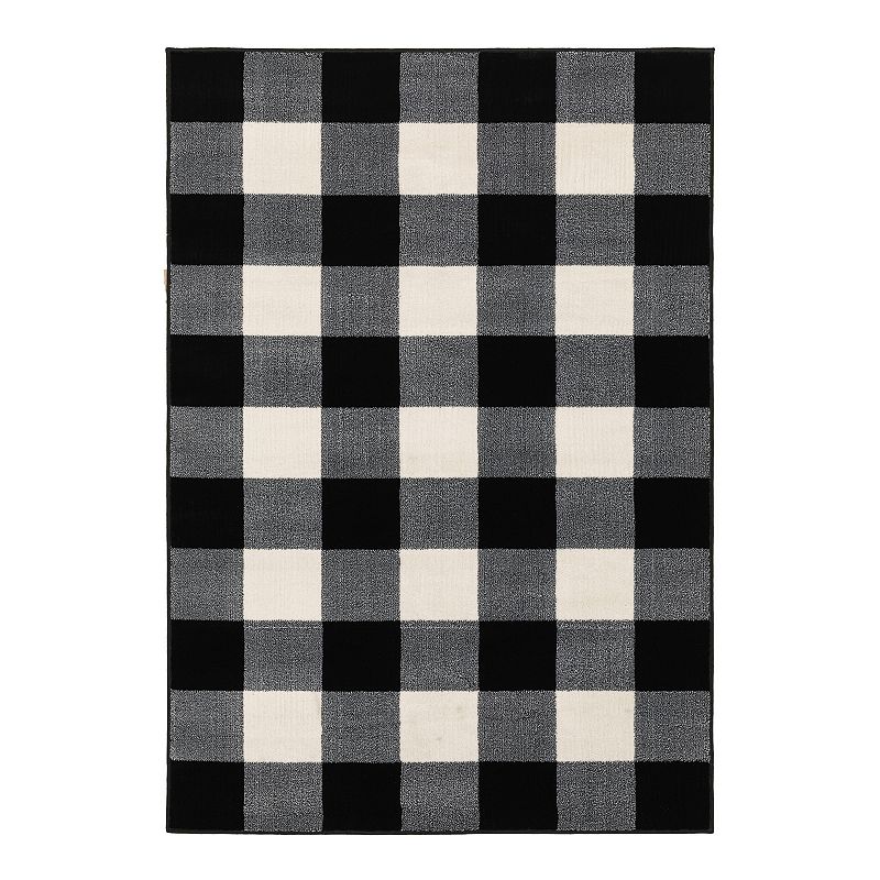 StyleHaven Genova Gingham Plaid Area Rug, Black, 10X13 Ft