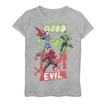 Girls 7-16 DC Comics Justice League Good & Evil Collage Graphic Tee