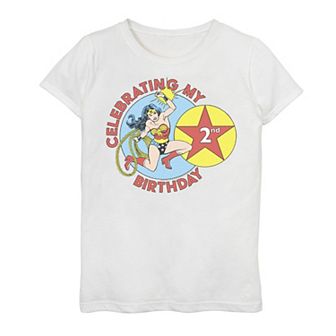 Girls 7-16 Wonder Woman 2Nd Birthday Graphic Tee