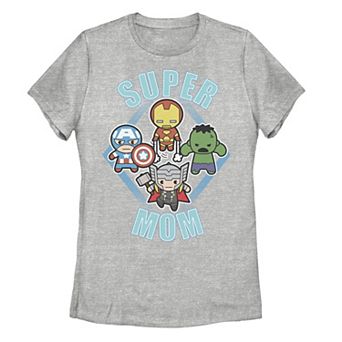 Juniors' Marvel Mother's Day Kawaii Team Super Mom Tee