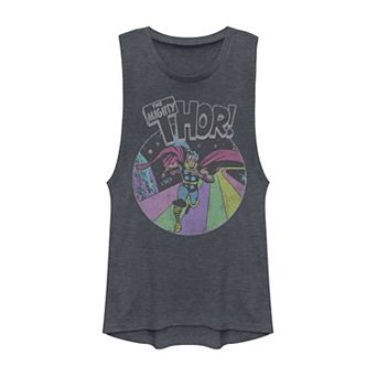 Juniors' Marvel Avengers The Mighty Thor Distressed Retro Portrait Muscle Tank Top