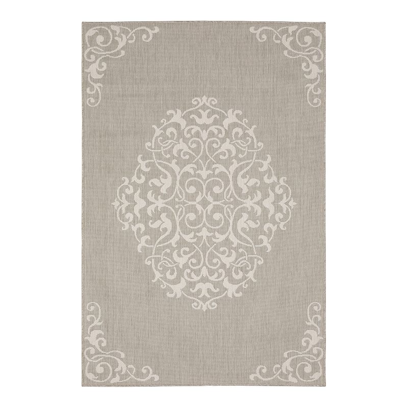 StyleHaven Porter Medallion Indoor Outdoor Area Rug, Grey, 8X10 Ft