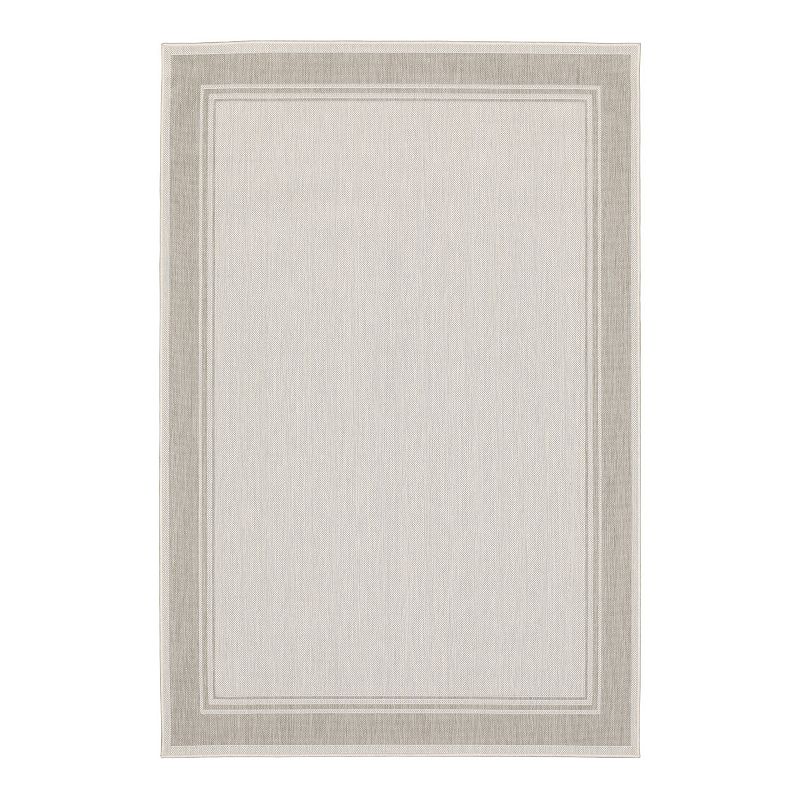 StyleHaven Porter Solid Border Indoor Outdoor Area Rug, White, 10X13 Ft