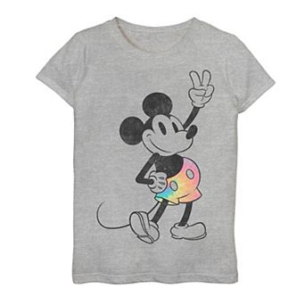 Disney's Mickey Mouse Girls 7-16 Peace Sign Rainbow Short Graphic Tee