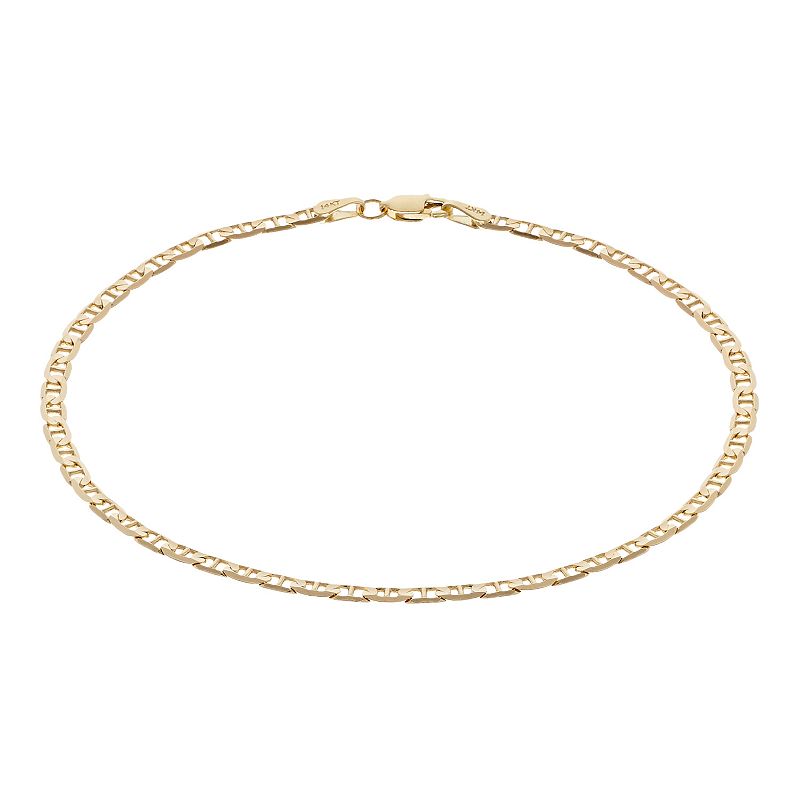 14k Gold 3 mm Concave Anchor Link Chain, Womens, Size: 8, Yellow