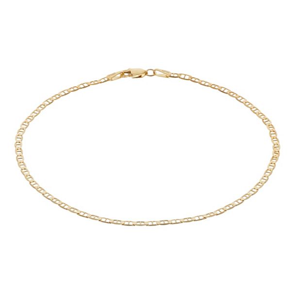 14k Gold 2.4mm Flat Anchor Chain Bracelet