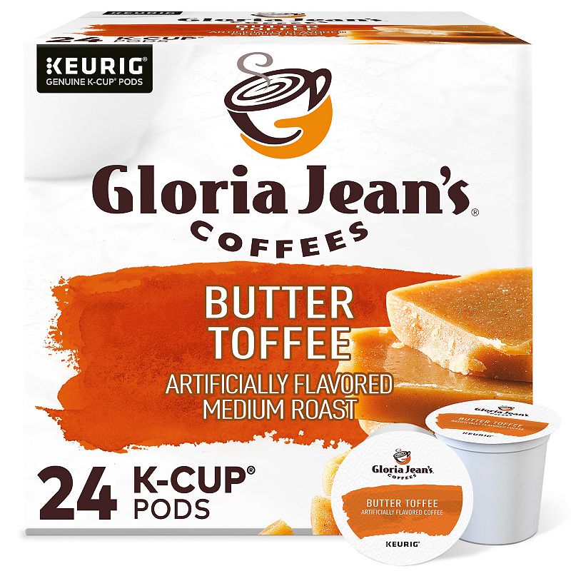 Gloria Jeans Butter Toffee Coffee, Medium Roast K-Cup Pods, 24 Count, Mult
