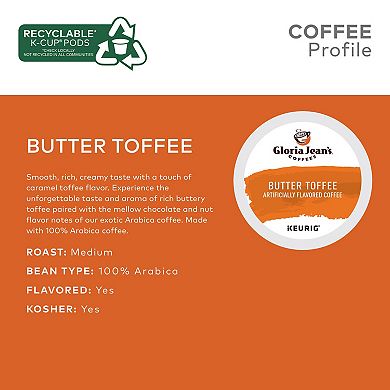 Gloria Jean's® Butter Toffee Coffee, Medium Roast K-Cup® Pods, 24 Count