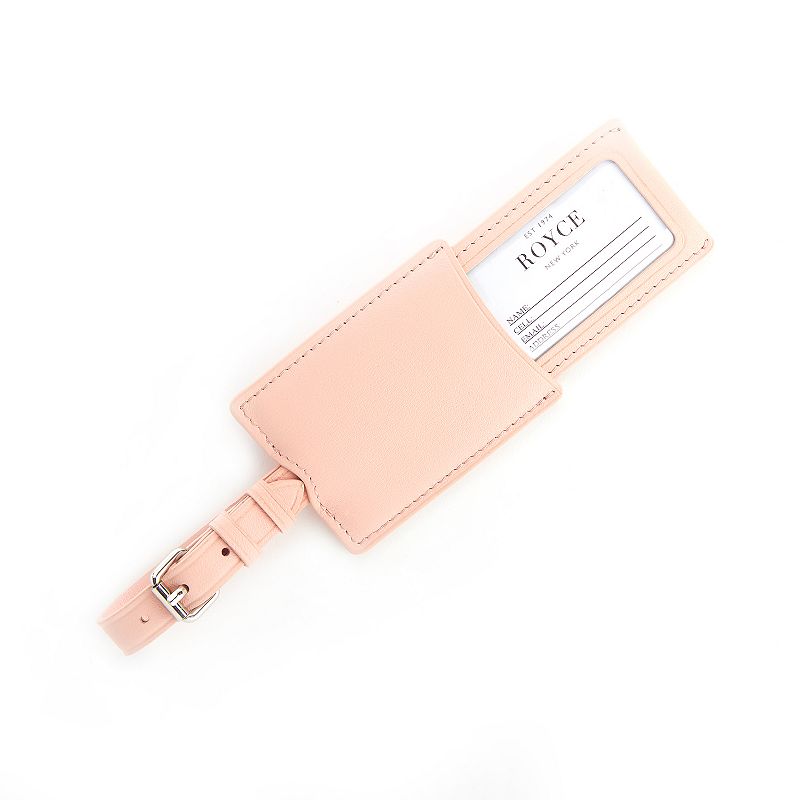 Royce Leather Retractable Leather Luggage Tag, Light Pink