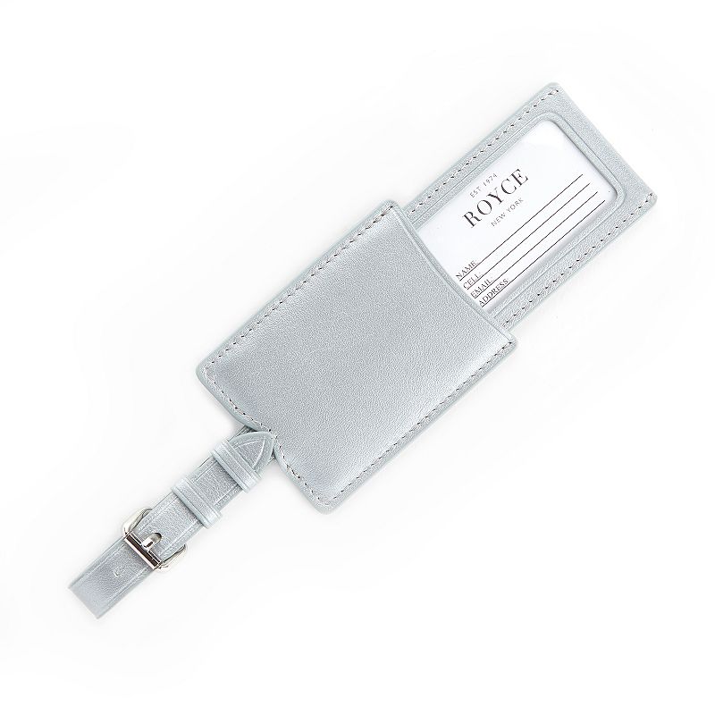 Royce Leather Retractable Leather Luggage Tag, Silver