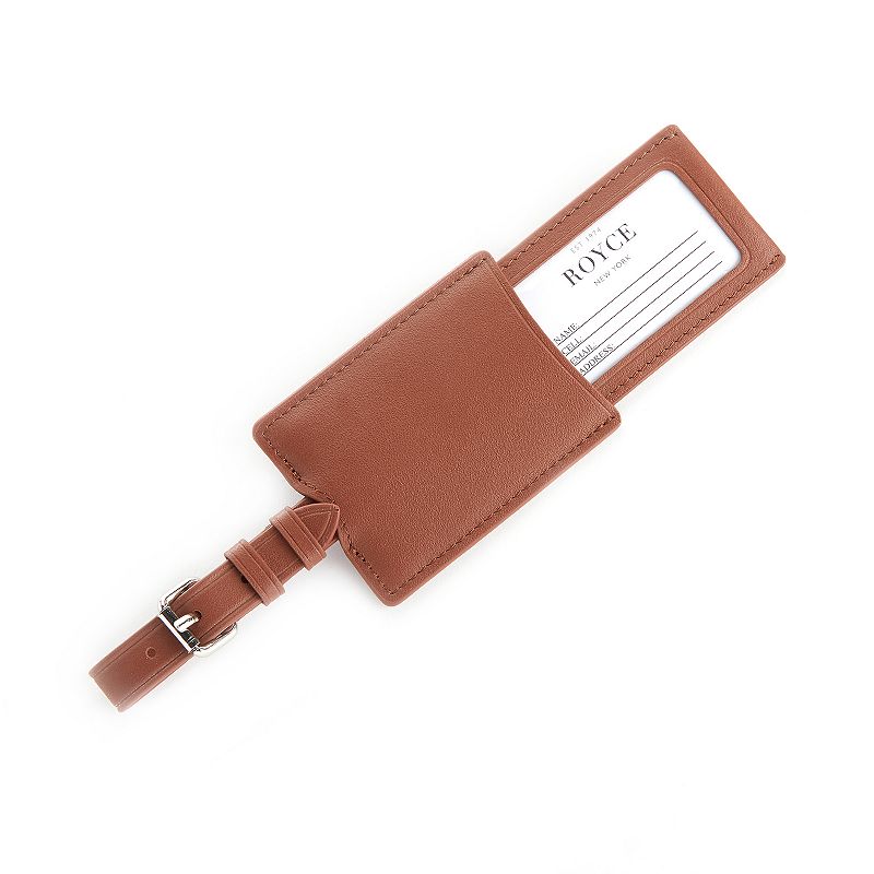 Royce Leather Retractable Leather Luggage Tag, Lt Brown