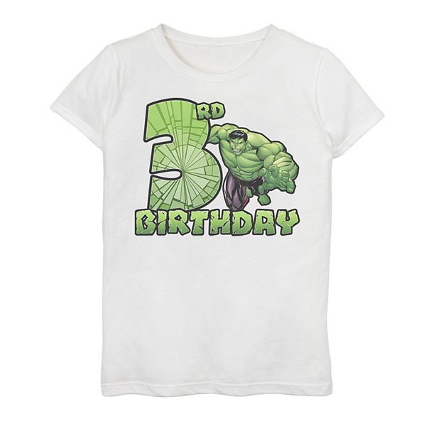 Girls 7-16 Marvel Avengers Hulk Smash 3rd Birthday Graphic Tee
