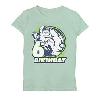 Girls 7-16 Marvel Avengers Hulk 6th Birthday Badge Graphic Tee