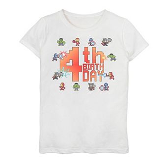 Girls 7-16 Marvel Avengers 8-Bit 4th Birthday Graphic Tee