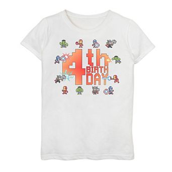 Girls 7-16 Marvel Avengers 8-Bit 4th Birthday Graphic Tee